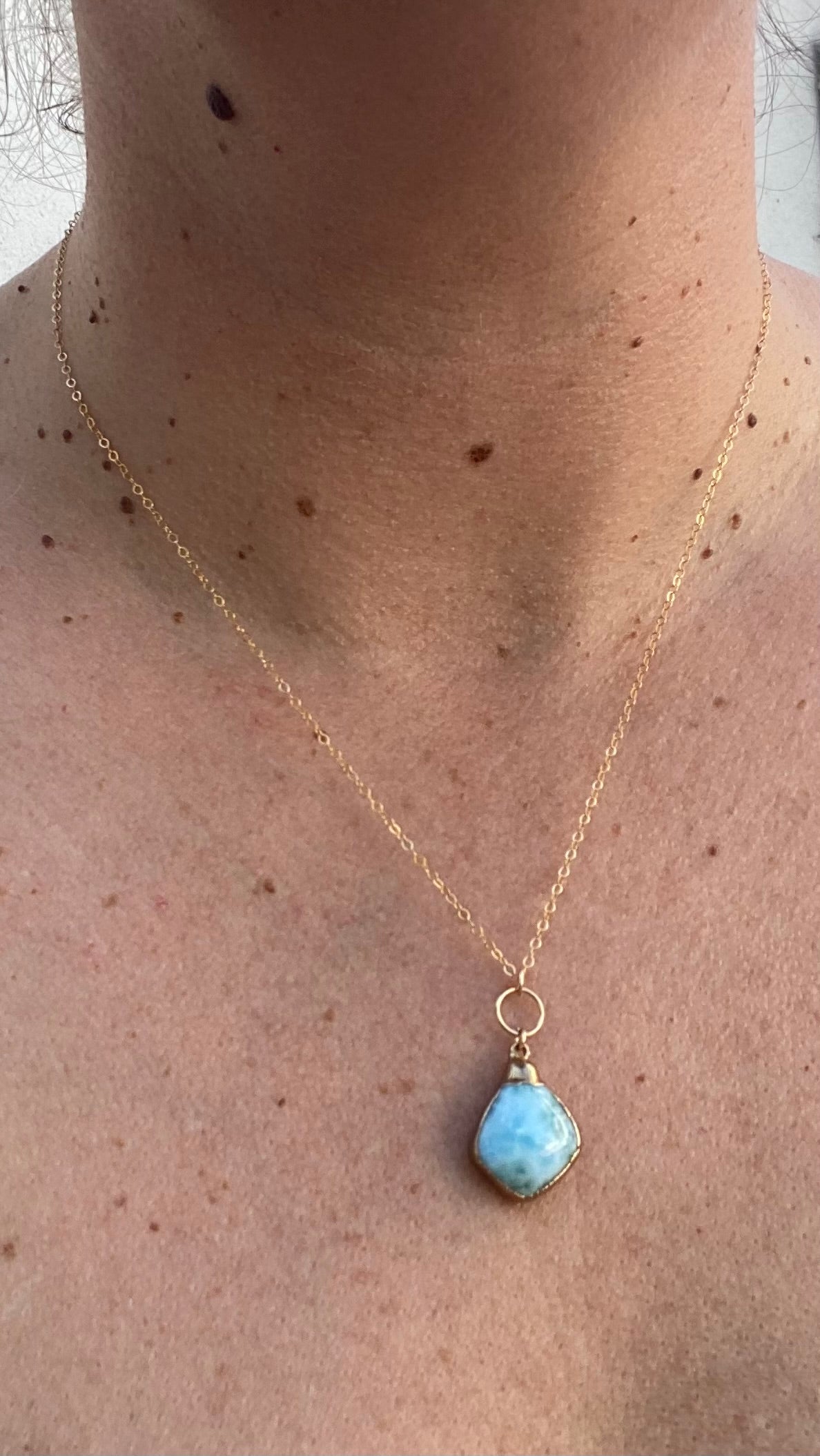 Natural Larimar 14K Gold Filled Necklace