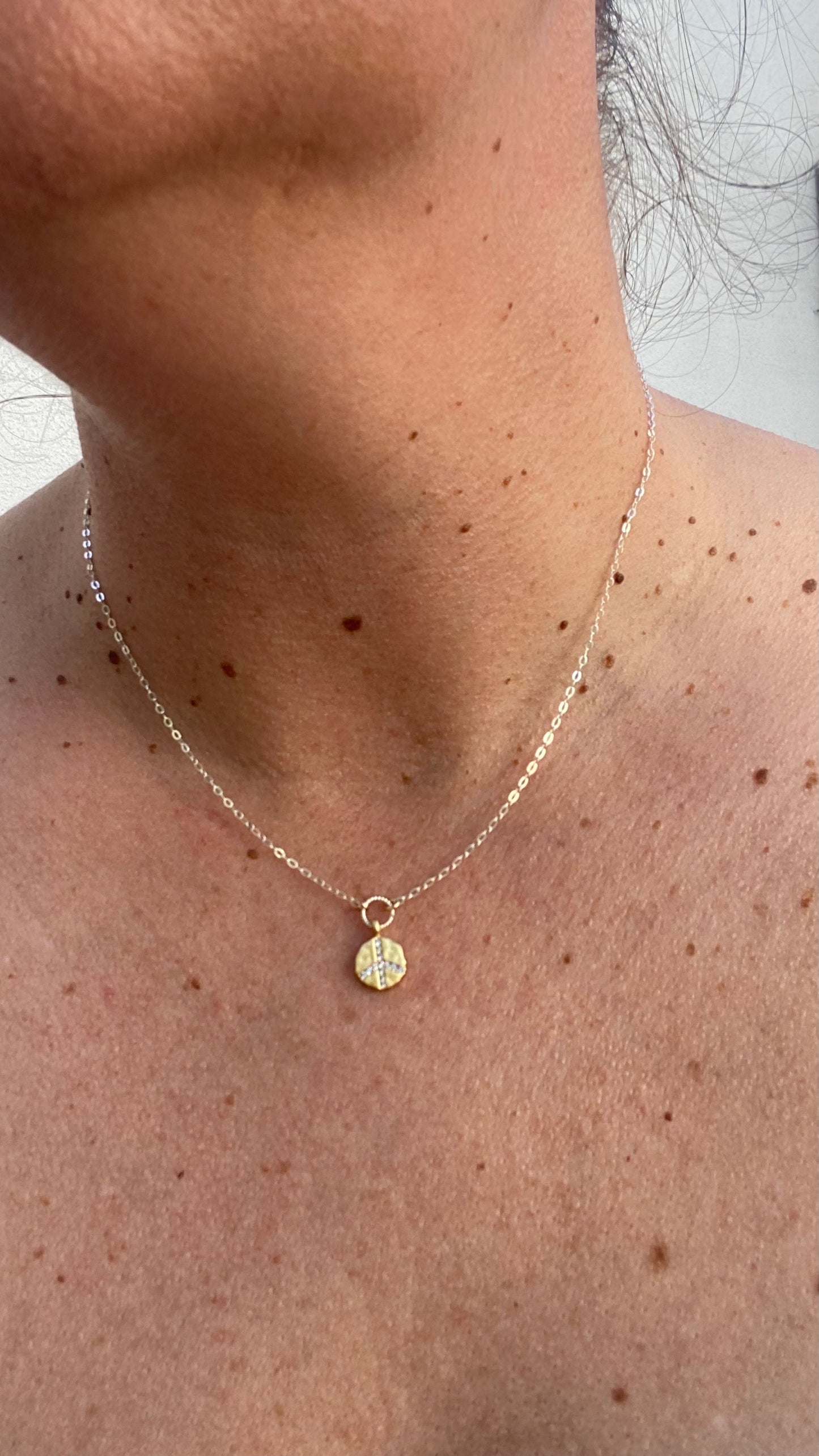 Peace Sign with Silver and Gold Accents - Necklace