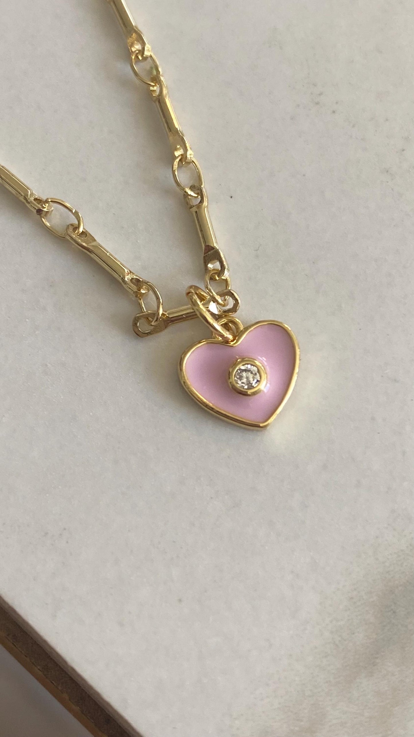 Labubu Doll Accessories | Mini Necklace with charm | Heart Pink charm