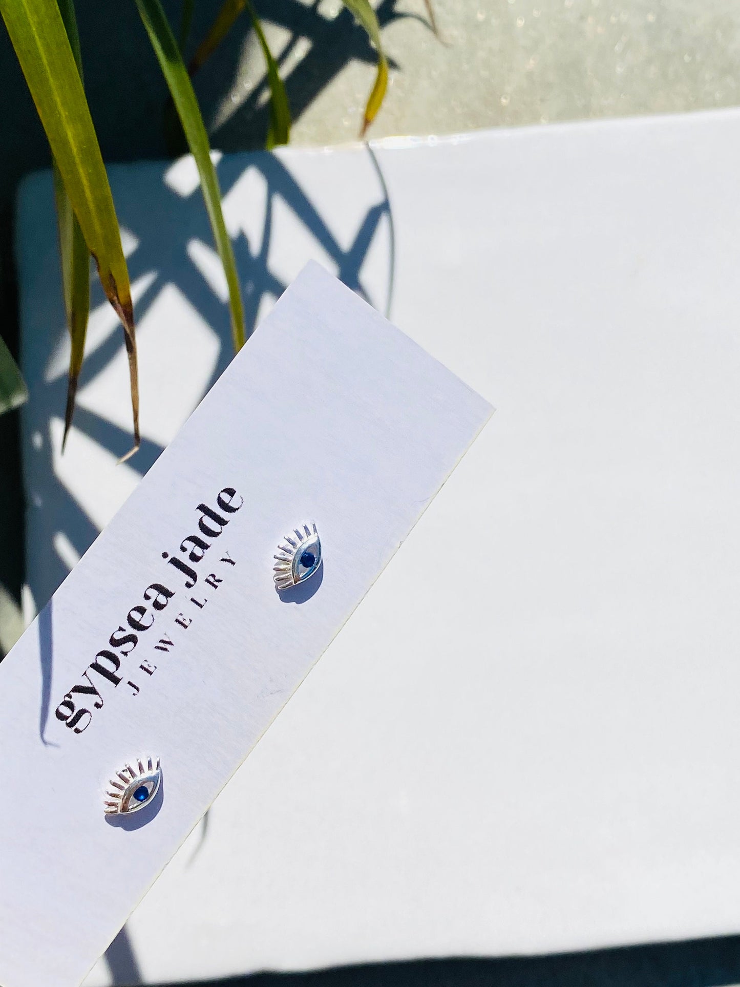 Evil Eye Sterling Silver Earrings | Dainty | Sapphire Blue CZ Eyes | Hypoallergenic | Gifting | Minimalism Style