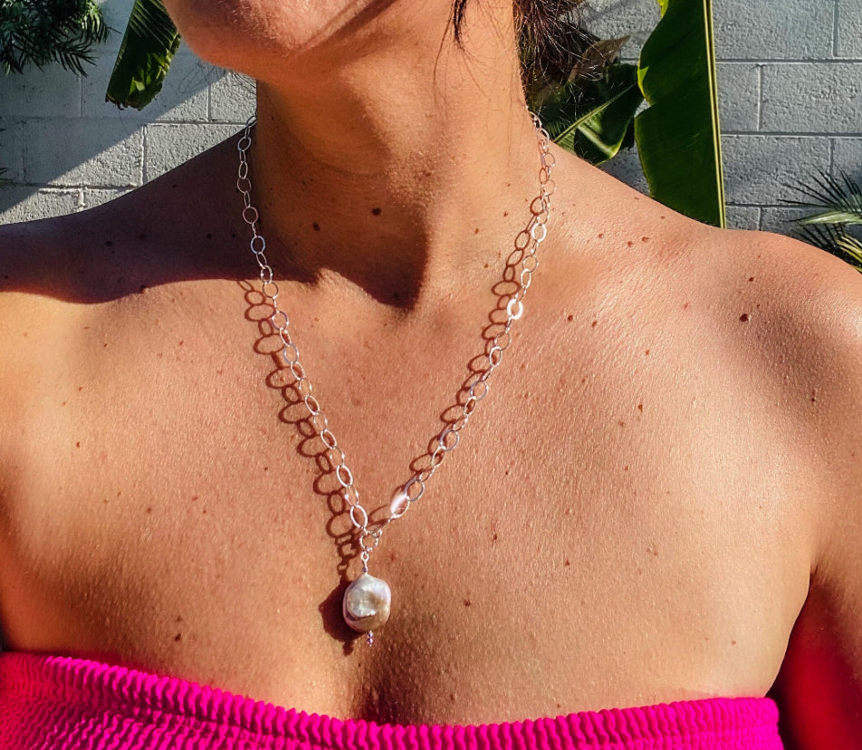 Sterling Silver Fresh Water Pearl Statement Necklace