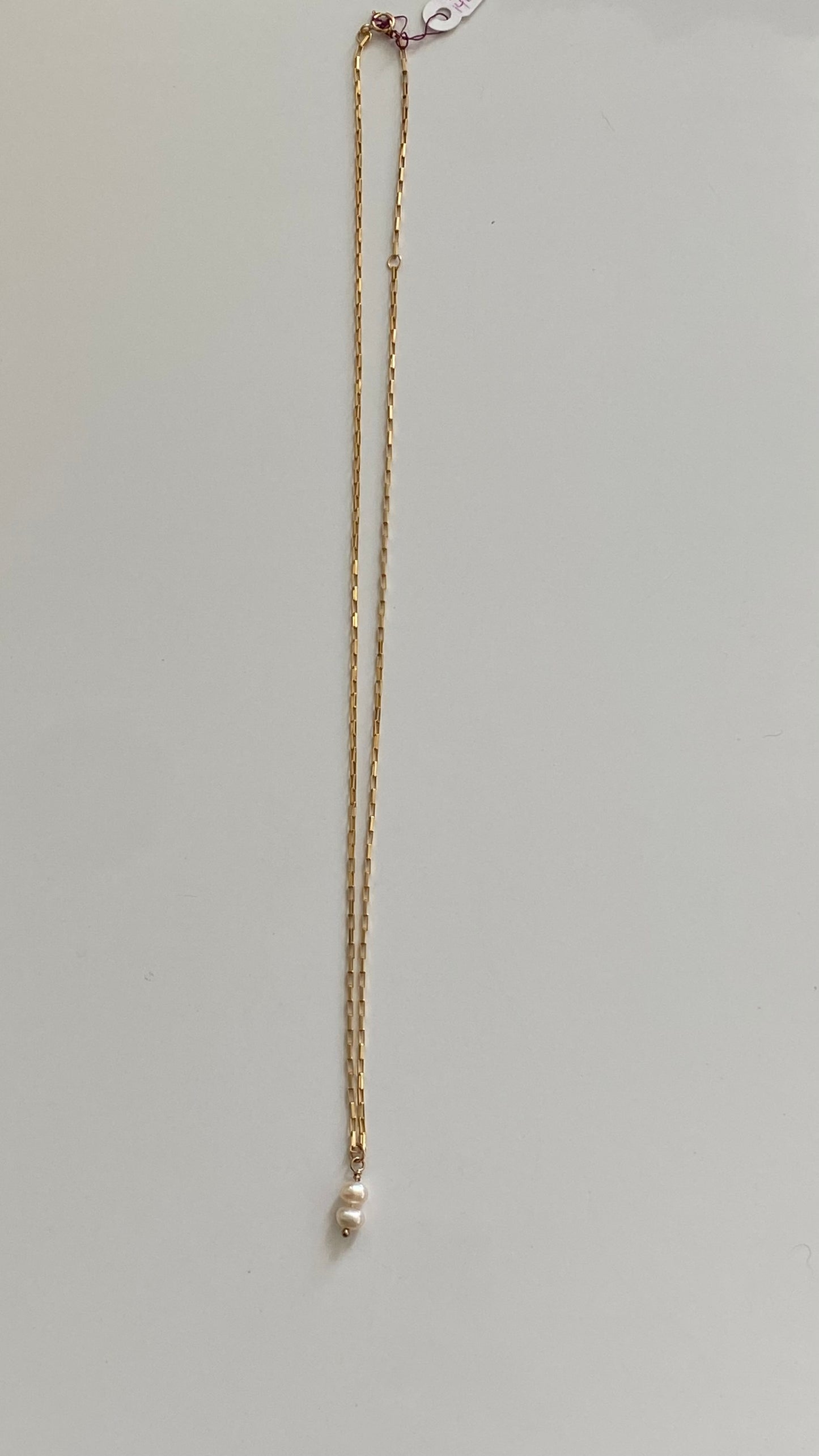 Double stack Fresh Water Pearl Necklace on 14K Gold Filled box chain 18in