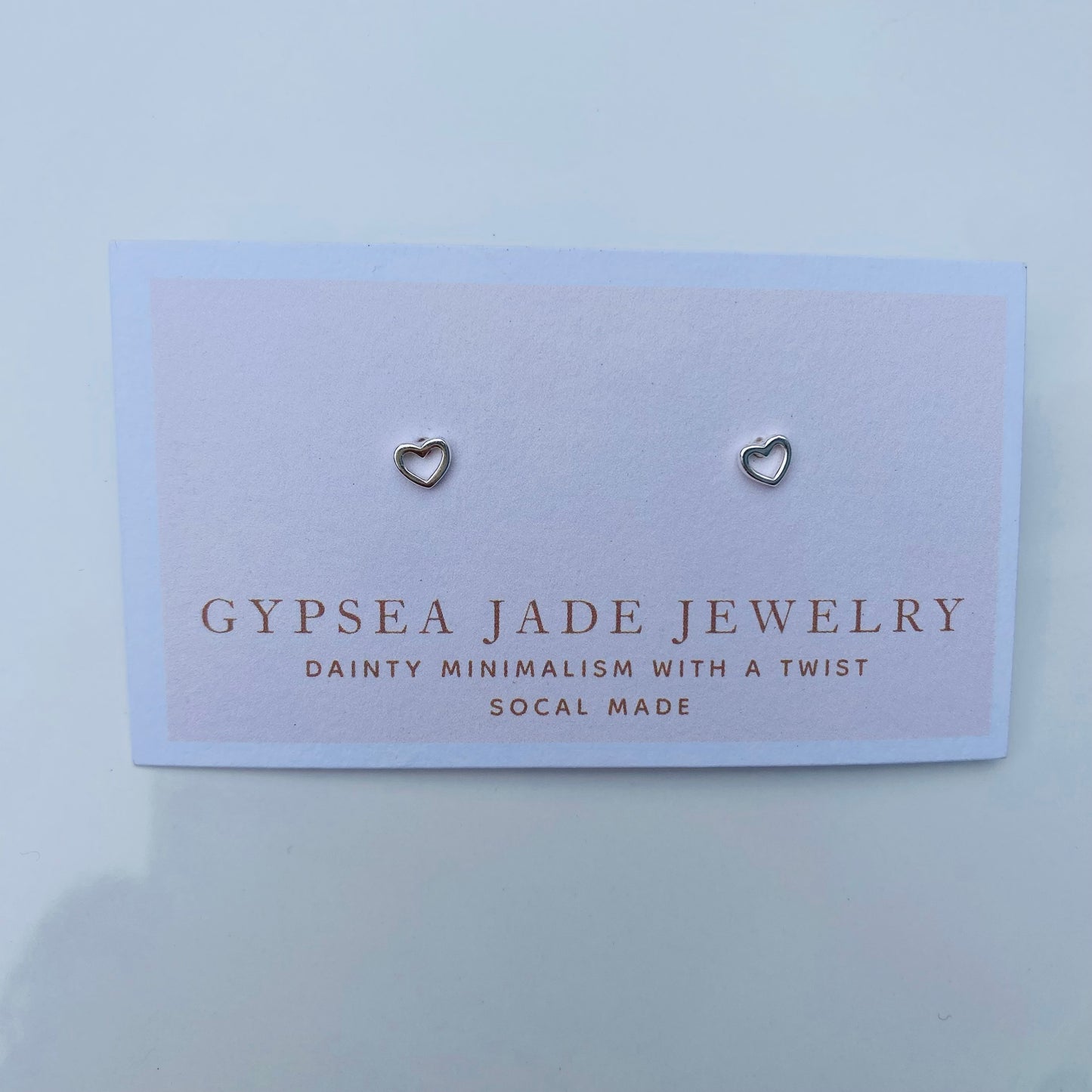 Mini open heart Silver stud earrings