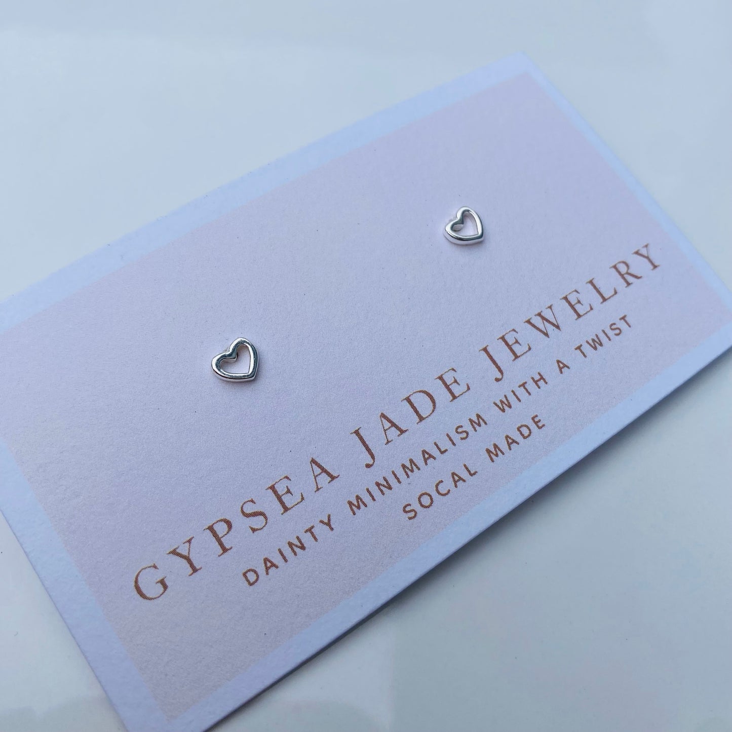 Mini open heart Silver stud earrings