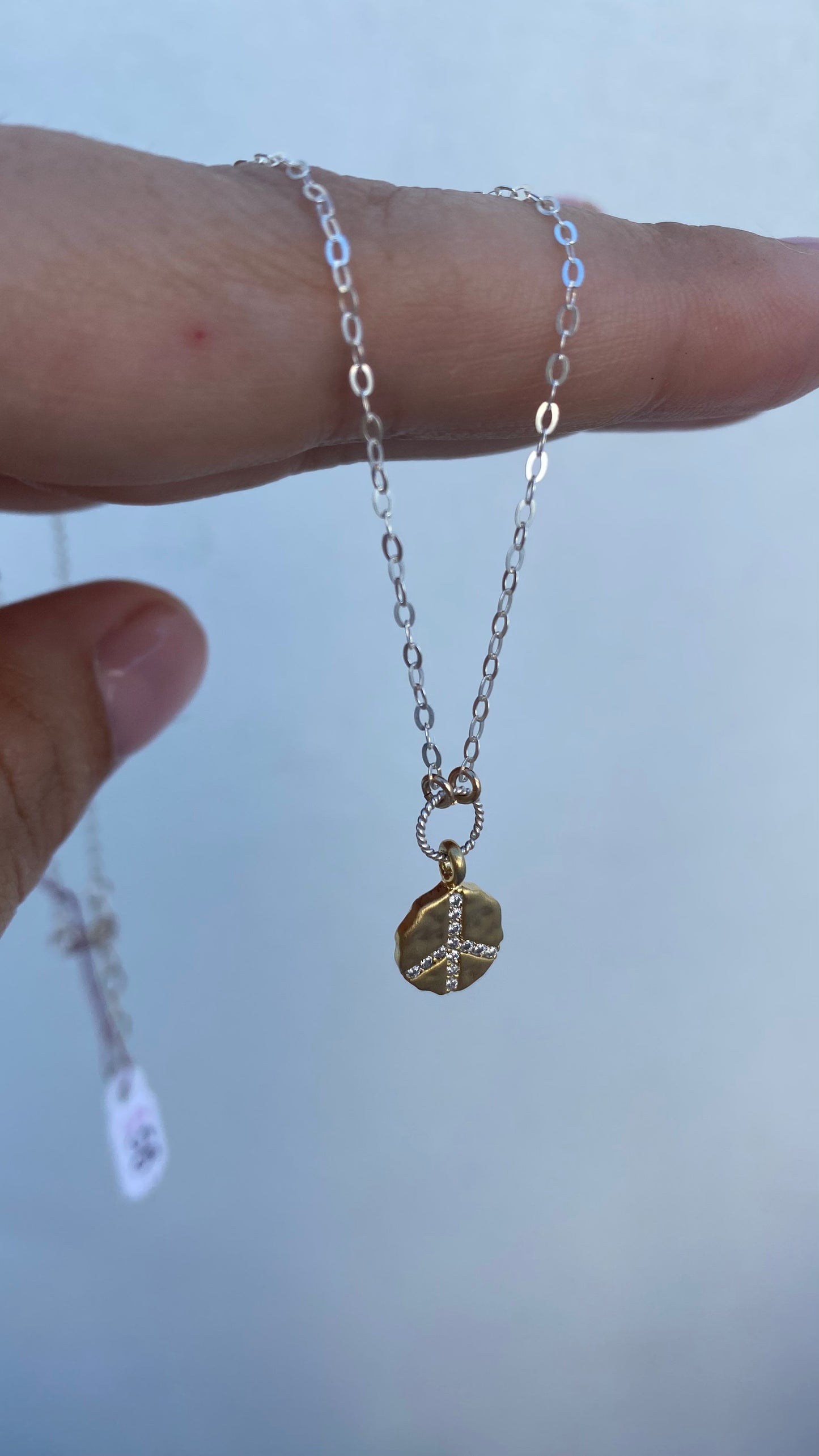 Peace Sign with Silver and Gold Accents - Necklace