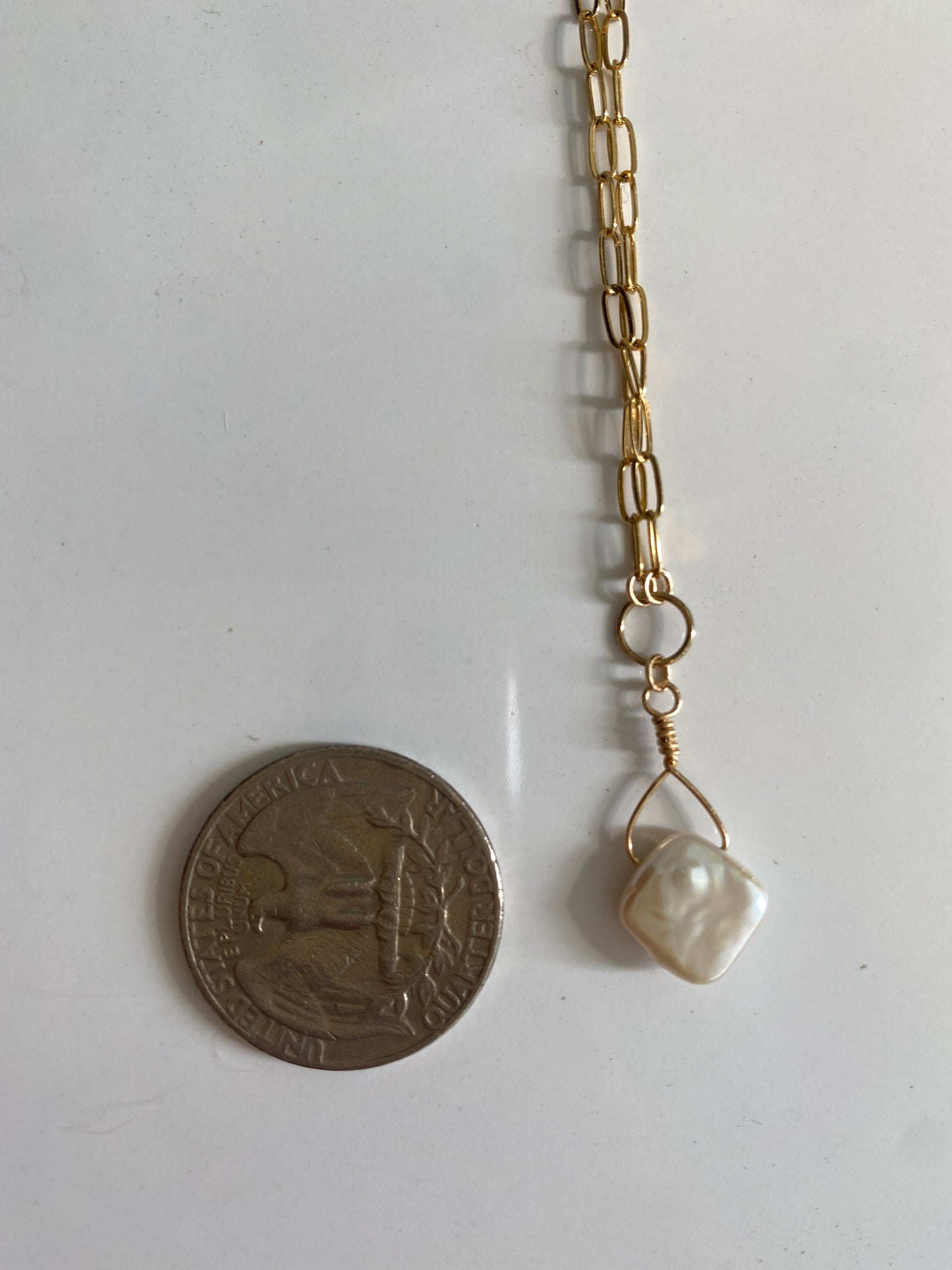 Pearl white Fresh Water Pearl on 14K Gold Filled 18in