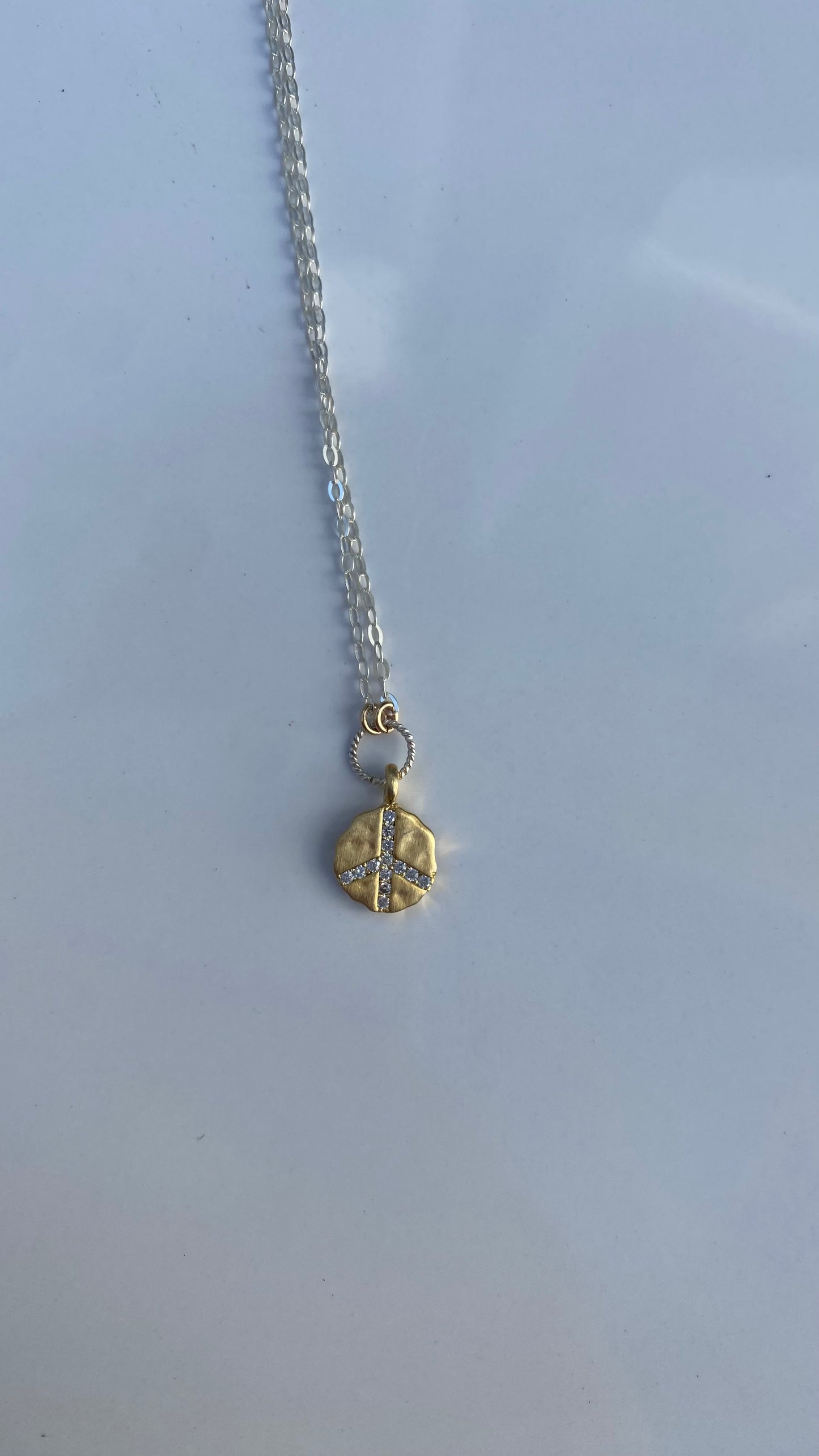 Peace Sign with Silver and Gold Accents - Necklace