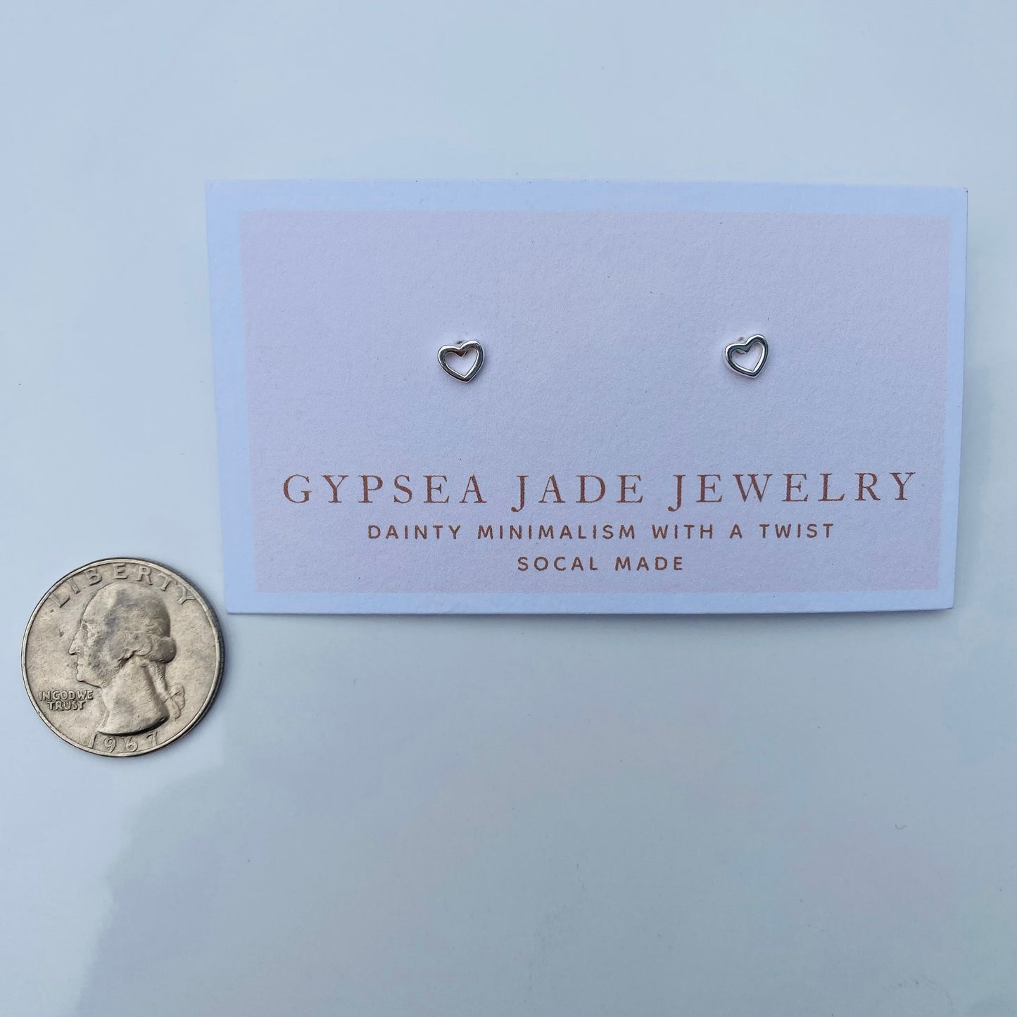 Mini open heart Silver stud earrings
