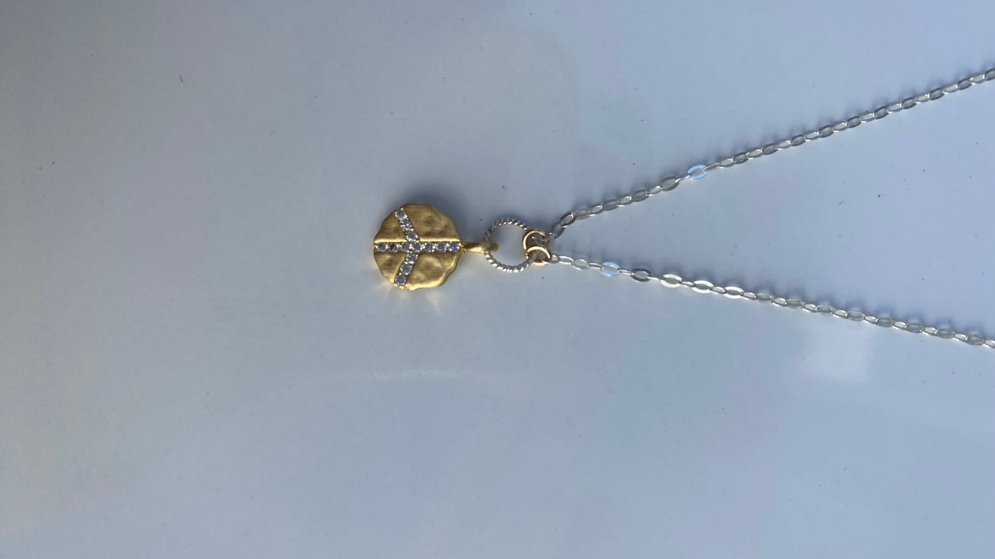 Peace Sign with Silver and Gold Accents - Necklace