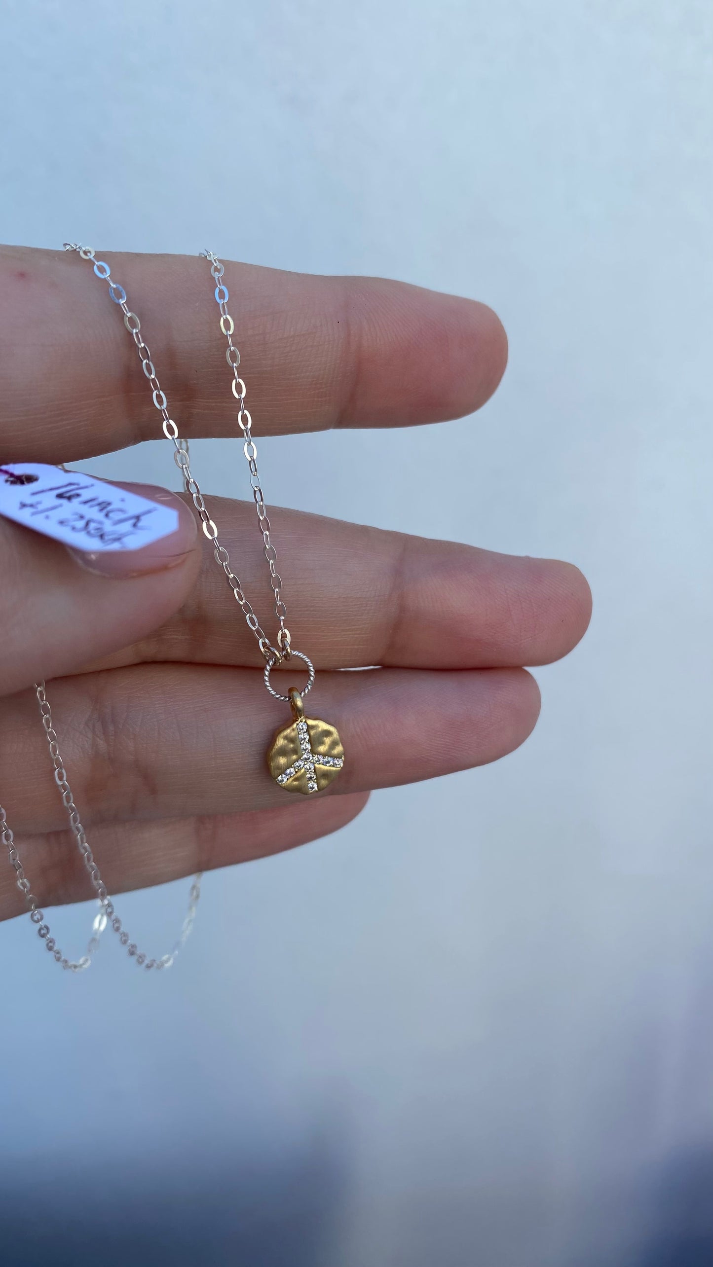 Peace Sign with Silver and Gold Accents - Necklace