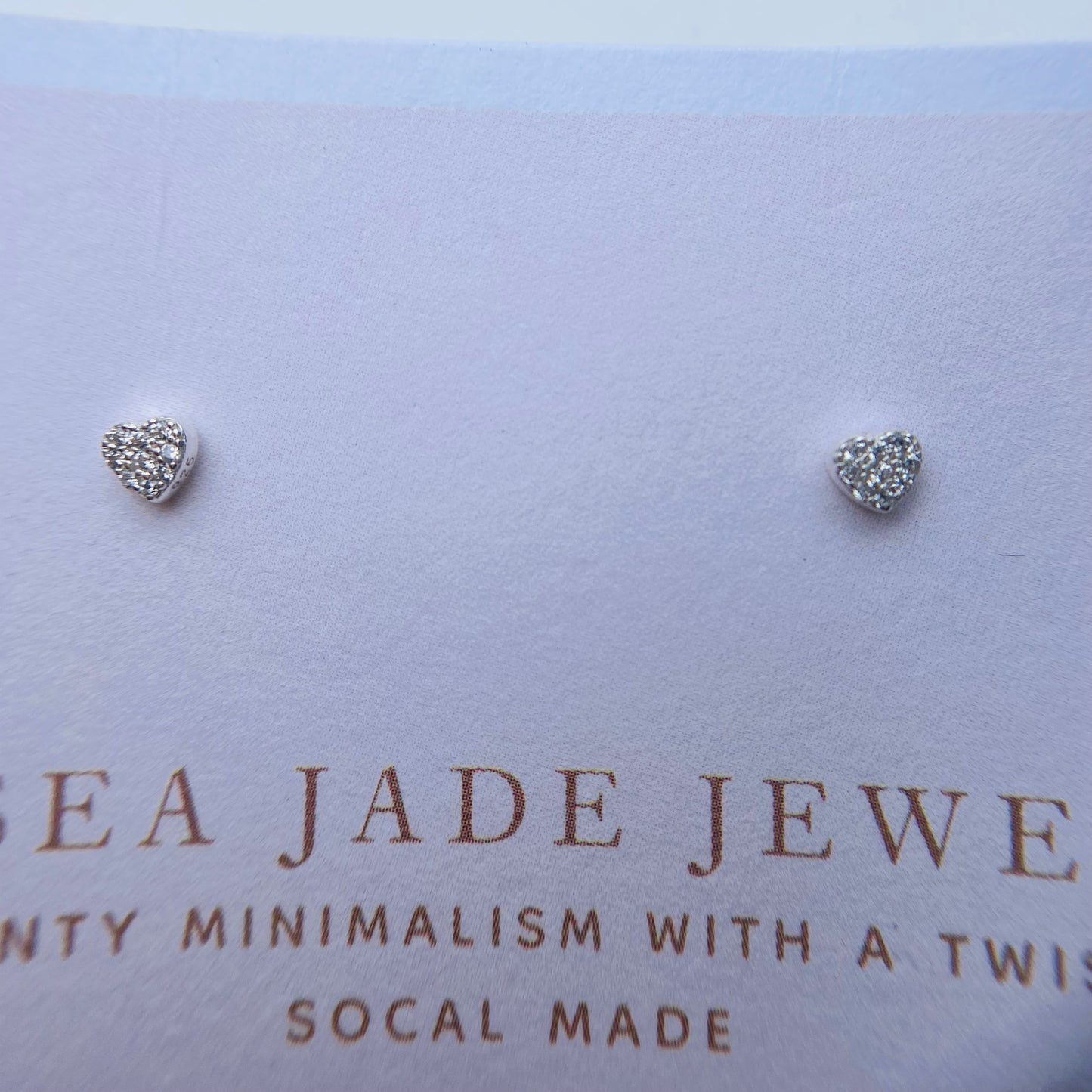 Mini Silver jeweled Heart stud earrings