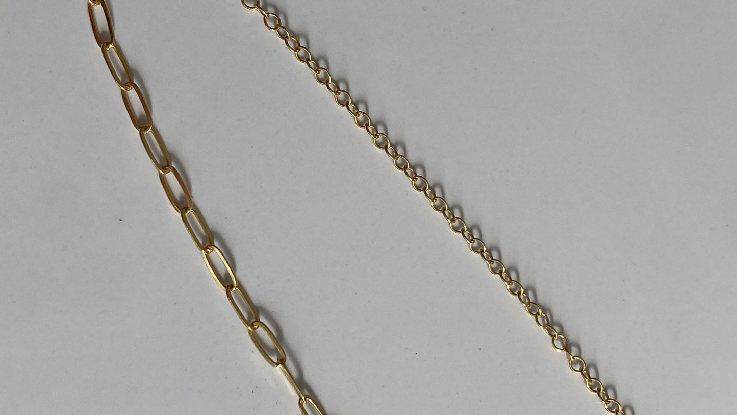 Heart shape Fresh Water Pearl Necklace half and half mix in 14K Gold Filled 16in