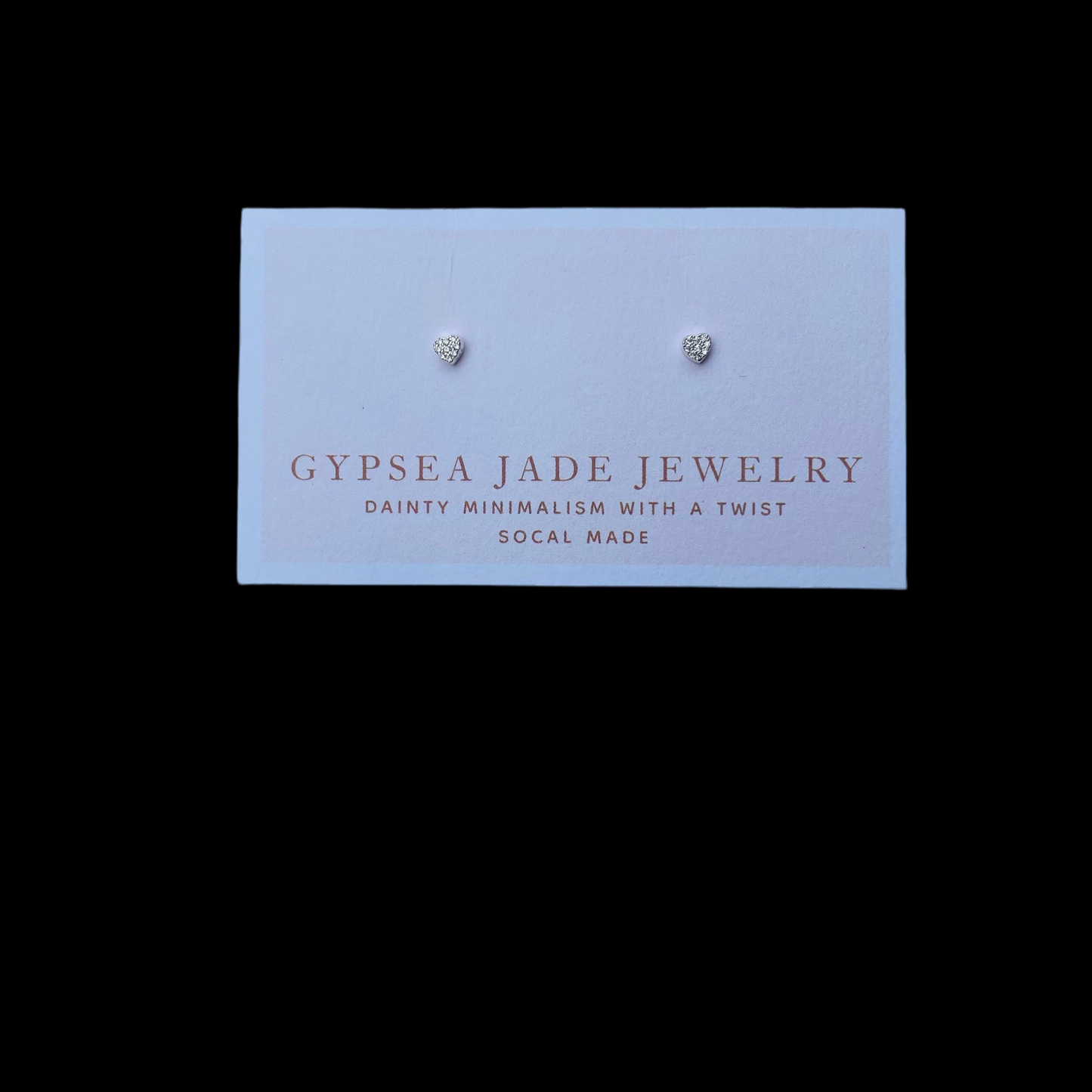 Mini Silver jeweled Heart stud earrings