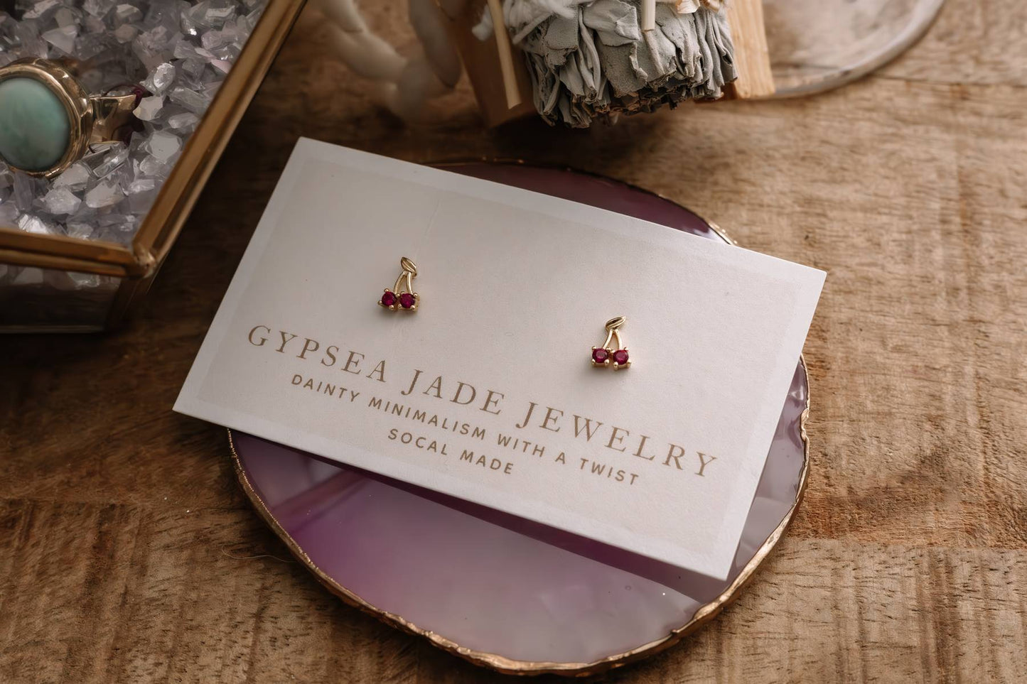 Cherry Stud Earrings Gold