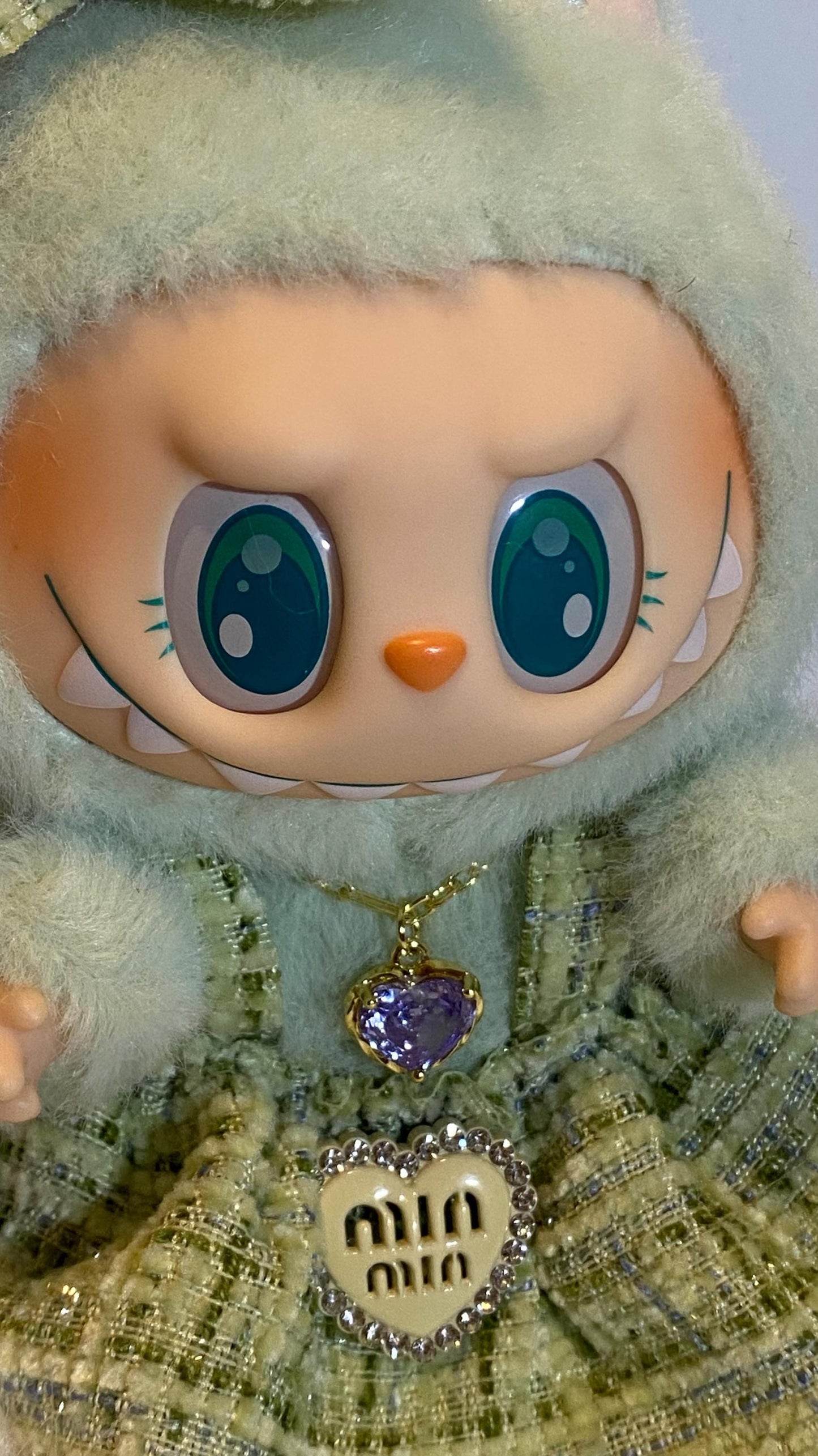 Labubu | Mini Necklace with Heart gem charm in Purple