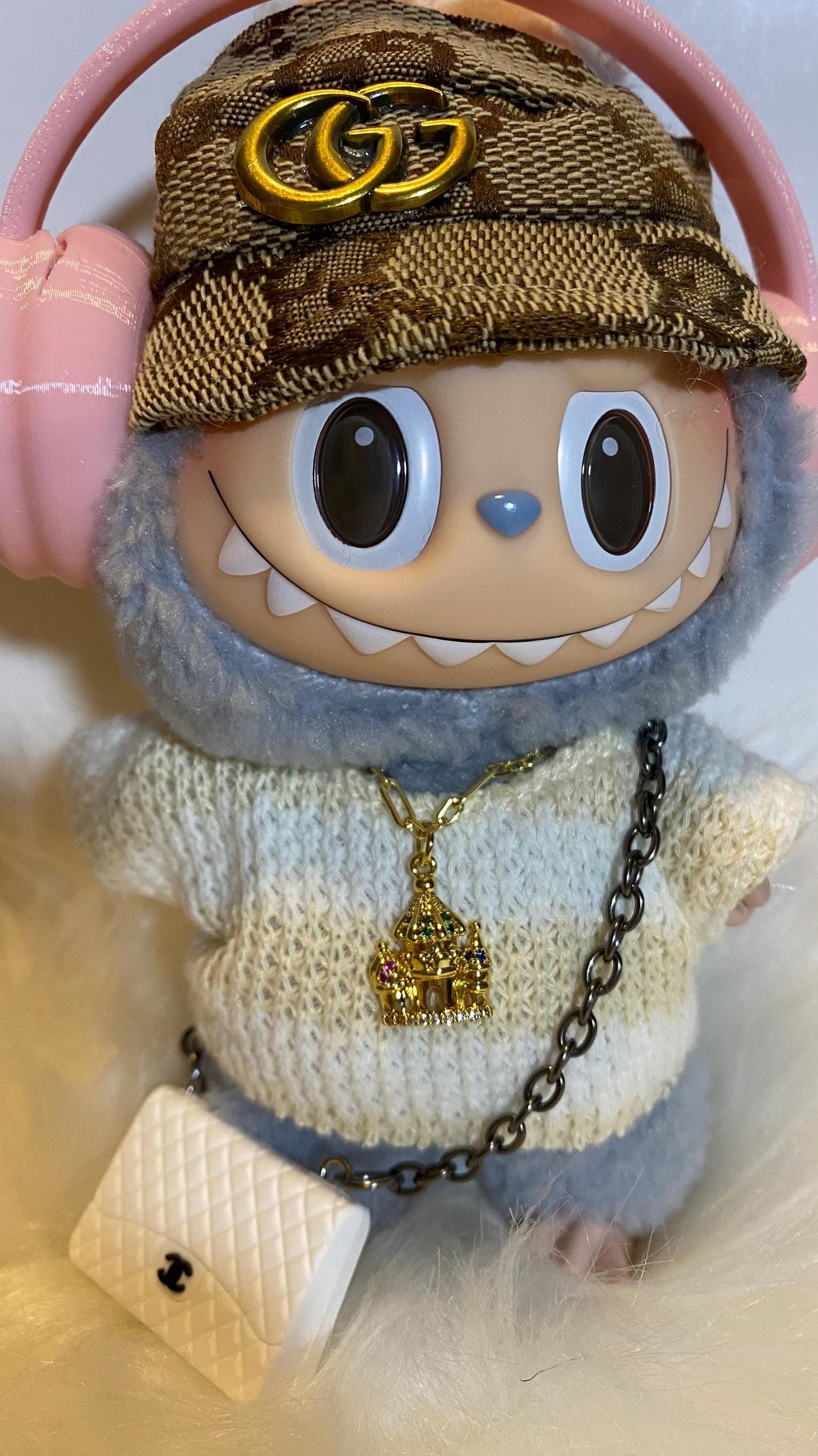 Labubu | Mini Necklace with accents | Castle gem charm| Clasped
