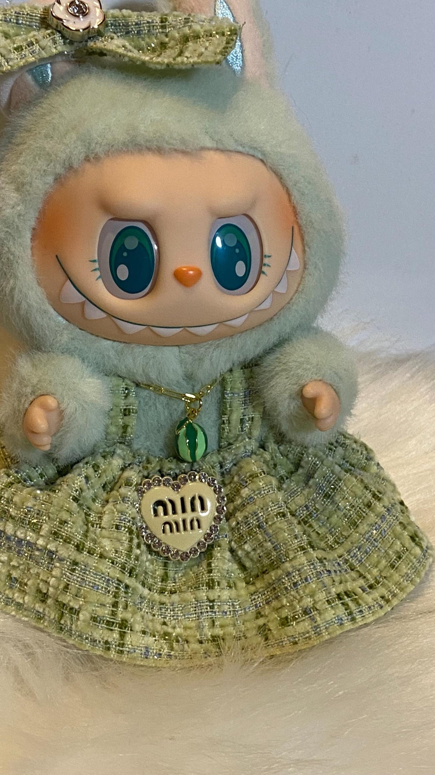 Labubu| Mini Necklace: Gold Melon Charm, 5 inch necklace with clasp