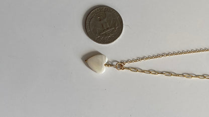 Heart shape Fresh Water Pearl Necklace half and half mix in 14K Gold Filled 16in