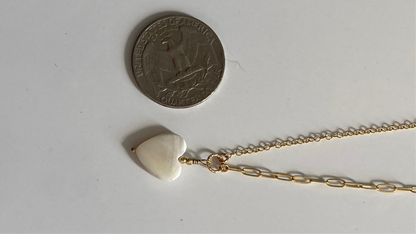 Heart shape Fresh Water Pearl Necklace half and half mix in 14K Gold Filled 16in
