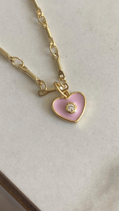 Labubu Doll Accessories | Mini Necklace with  charm | Heart Pink charm