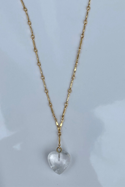 Clear Agate stone Heart drop down 20-21’ Necklace 14K Gold Filled