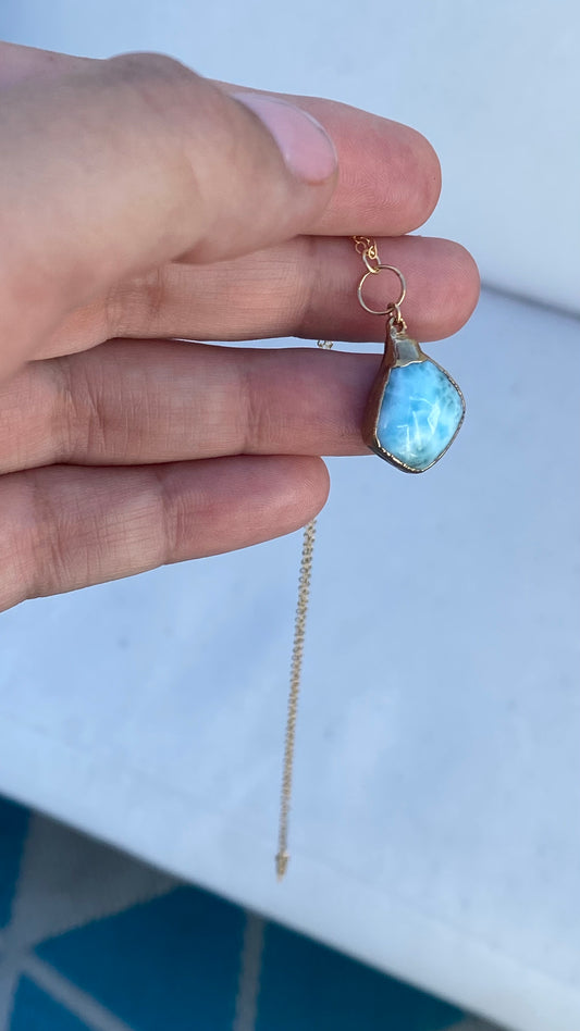 Natural Larimar 14K Gold Filled Necklace