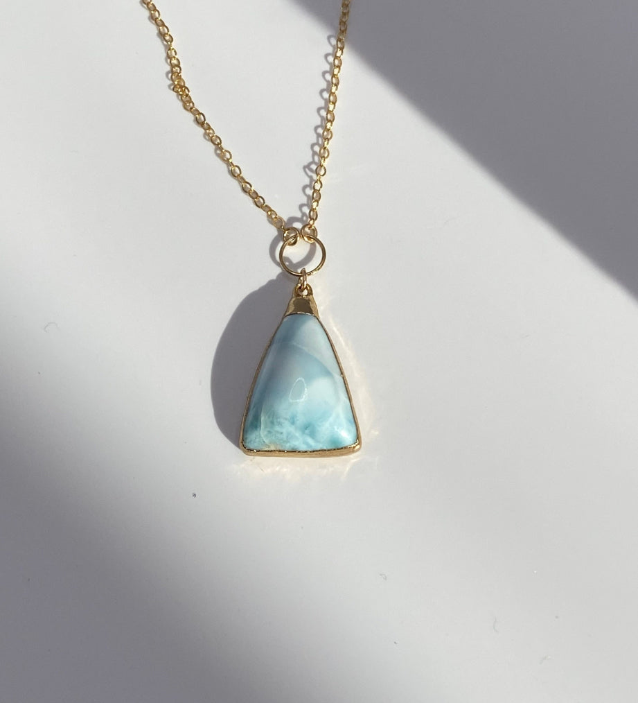 Larimar 14K Gold Filled Necklace| Genuine Gemstone | Larimar Blue| Giftables | one of a kind