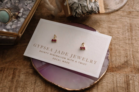 Cherry Stud Earrings Gold